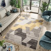 Tapiso Fiesta Vloerkleed Bruin Grijs Woonkamer 3D Tapijt Maat- 120x170