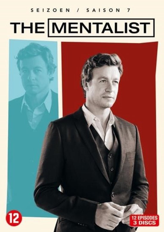 Cover van The Mentalist seizoen 7 met Patrick Jane in pak, met zijn spiegelbeeld achter hem.