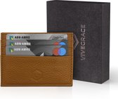 ViveGrace Pasjeshouder - Echt Leder voor mannen en vrouwen - Creditcardhouder Portemonnee - 6 Vakjes – Oranje