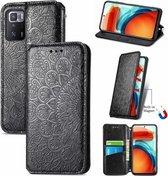 Voor Xiaomi Redmi Note 10 Pro 5G / Poco X3 GT Bloeiende Mandala Reliëfpatroon Magnetische Horizontale Flip Lederen Case met Houder & Kaartsleuven & Portemonnee (Zwart)