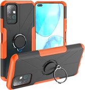 Voor Infinix Note 8 Armor Bear schokbestendige pc + TPU-beschermhoes met ringhouder (oranje)