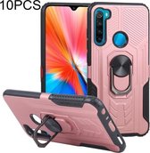 10 STKS Shield Armor PC + TPU-beschermhoes met 360 graden rotatieringhouder voor Xiaomi Redmi Note 8 (roségoud)