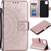 Totem bloem reliëf horizontale flip TPU + PU lederen tas met houder & kaartsleuven & portemonnee voor iPhone 13 Pro Max (rosé goud)