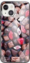 Kleurrijk geschilderd glas schokbestendig beschermhoesje voor iPhone 13 (chocolade)