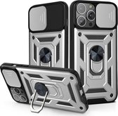 Sliding Camera Cover Design TPU + pc-beschermhoes voor iPhone 13 Pro Max (zilver)