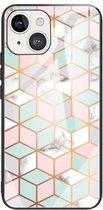 Marmer Gehard Glas Achterkant TPU Border Case voor iPhone 13 Mini (HCBL-16)