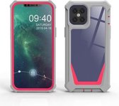 Stellar Space PC + TPU 360 graden all-inclusive schokbestendig hoesje voor iPhone 12 Pro Max (grijs + rozerood)