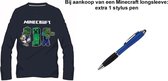 Minecraft T-shirt Longsleeve. Maat 116 cm / 6 jaar + EXTRA 1 Stylus Pen.