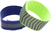 Sport - reflecterend zweetband - arm - reflecterend - blauw grijs - 1 grijze streep