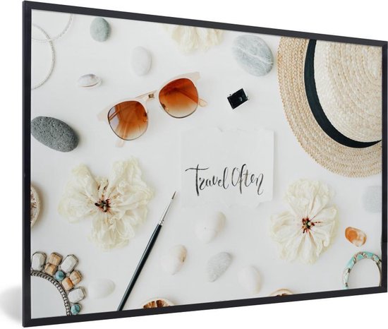 Fotolijst incl. Poster - Tropisch - Hoed - Collectie - 90x60 cm - Posterlijst
