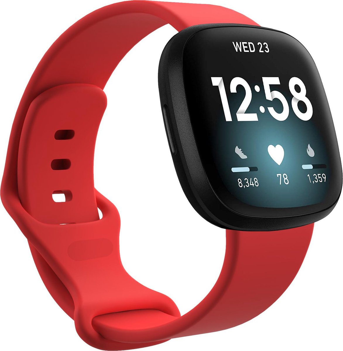 YONO Bandje geschikt voor Fitbit Versa 4 - 3 - Sense – Siliconen – Rood – Large