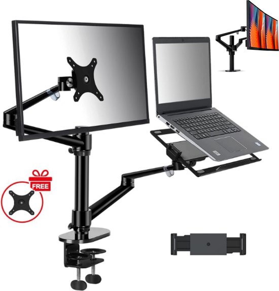 Athletic PC Monitorarm Beugel voor 13-27 Schermen - Ergonomische Hoogteverstelbare Lange Arm Volledige Beweging Desktop Klem, Kantelen en Draaibaar VESA 75mm & 100mm Gewicht 2kg tot 8kg