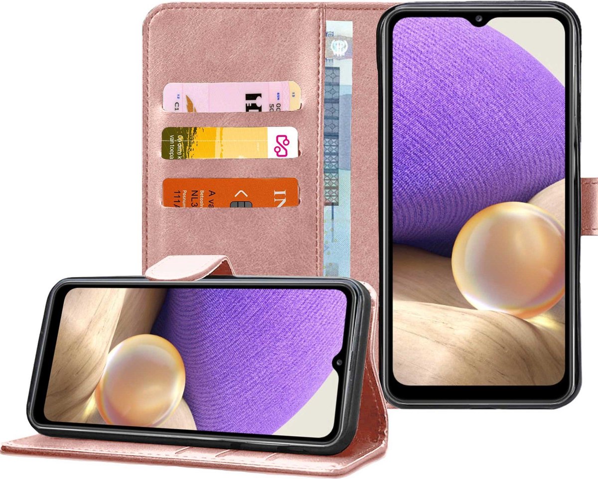 Hoesje geschikt voor Samsung Galaxy A32 5G - Book Case Portemonnee Hoesje Roségoud