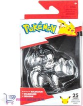 Bulbasaur Zilver - Pokémon Battle Figure Limited Edition - 25th Celebration Silver (7 cm) + Pokémon Ballon + Pokémon Balpen + 3 Pokémon Stickers | Speelgoed speelfiguur actiefiguur