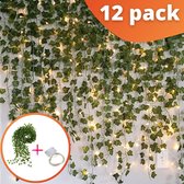 Klimop Slinger met LED Lichtjes 12 Stuks - Lichtslinger - Kunstplant/Kunsthaag - Backdrop Decoratie Plant voor Huis en Tuin - Kunst Hangplant - Klimop Kunstplanten voor Binnen en Buiten - 210