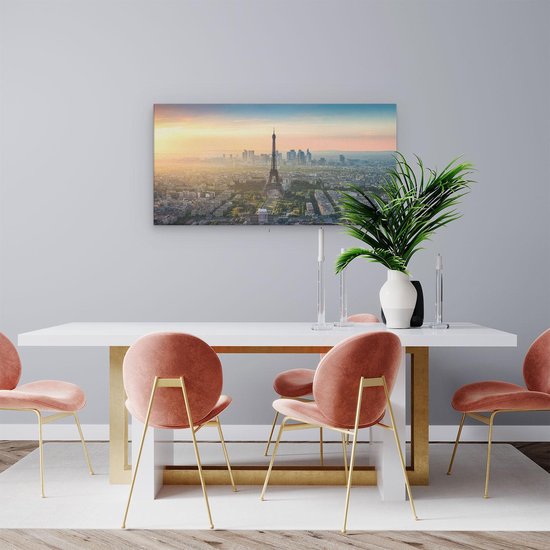 Artaza - Peinture sur toile - Skyline de Paris avec la Tour Eiffel - 100 x 50 - Groot - Photo sur toile - Impression sur toile
