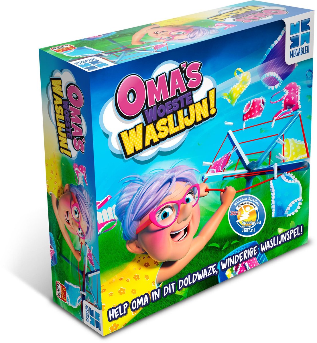 Oma’s Woeste Waslijn – Actiespel – Spelletjes voor Kinderen – Met Draaiende Waslijn