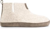 Travelin' Stay-Home Heren hoge sloffen - Wollen pantoffels - Suede zool - Beige Zand - Maat 43