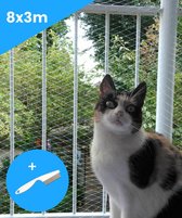 Kattennet Balkon Premium - 800x300 cm - Op Maat Bij Te Knippen - Kattengaas - Multifunctioneel - GRATIS Kattenkam & Kattenspeeltje - Katten Net Gaas - Transparant - Bijtbestendig -