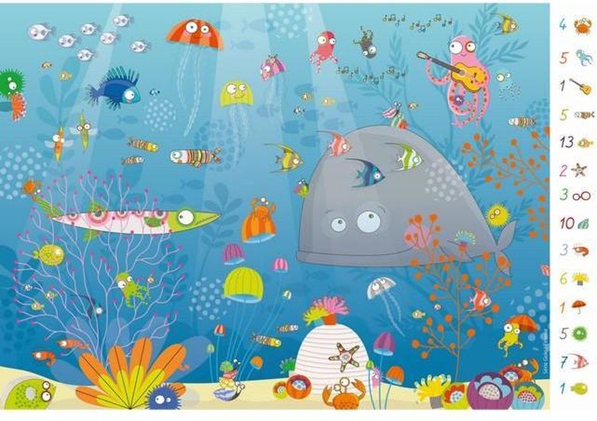 4X Placemat Seek and find sea | 30x45cm | anti-slip - onderlegger - tafeldecoratie - placemats kunststof