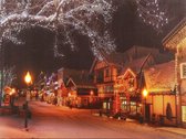 muurdecoratie Winterdorp led 40 x 30 cm canvas
