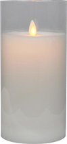 led-kaars in kaarshouder 20 cm glas wit/transparant