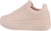 dames sneaker roze hoge zool