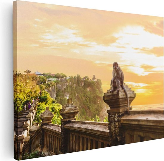 Artaza Peinture sur toile Singe au temple Uluwatu à Bali – 80 x 60 – Photo sur toile – Impression sur toile
