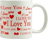 mok I Love You 300 ml keramiek wit/rood