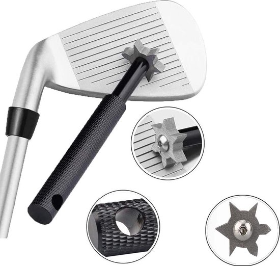 Golfclub onderhoud set - schoonmaken golfclubs - set van 3 - handdoek - groeven - borstel - zwart - xd xtreme - Golffmaniac