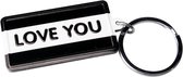 sleutelhanger Love You 13,5 x 4,5 cm zwart/wit