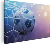 Artaza - Peinture sur toile - Ballon de Voetbal à travers le but - 120 x 80 - Groot - Photo sur toile - Impression sur toile