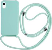 iPhone XR Hoesje Turquoise - Siliconen Back Cover met Koord