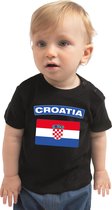 Croatia baby shirt met vlag zwart jongens en meisjes - Kraamcadeau - Babykleding - Kroatie landen t-shirt 74 (5-9 maanden)