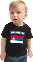 Serbia baby shirt met vlag zwart jongens en meisjes - Kraamcadeau - Babykleding - Servie landen t-shirt 80 (7-12 maanden)