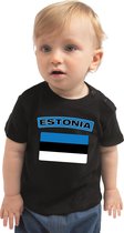 Estonia baby shirt met vlag zwart jongens en meisjes - Kraamcadeau - Babykleding - Estland landen t-shirt 68 (3-6 maanden)