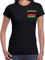 Kenya t-shirt met vlag zwart op borst voor dames - Kenia landen shirt - supporter kleding XL