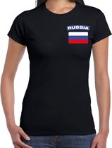 Russia t-shirt met vlag zwart op borst voor dames - Rusland landen shirt - supporter kleding XL