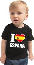 I love Espana baby shirt zwart jongens en meisjes - Kraamcadeau - Babykleding - Spanje landen t-shirt 74 (5-9 maanden)