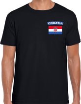 Croatia t-shirt met vlag zwart op borst voor heren - Kroatie landen shirt - supporter kleding S