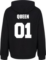 KING & QUEEN TEAM couple hoodies zwart (QUEEN - maat S) | Matching hoodies | Koppel hoodies