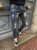 Heren jeans zwart denim - met scheuren en spetters - 461 - maat  32