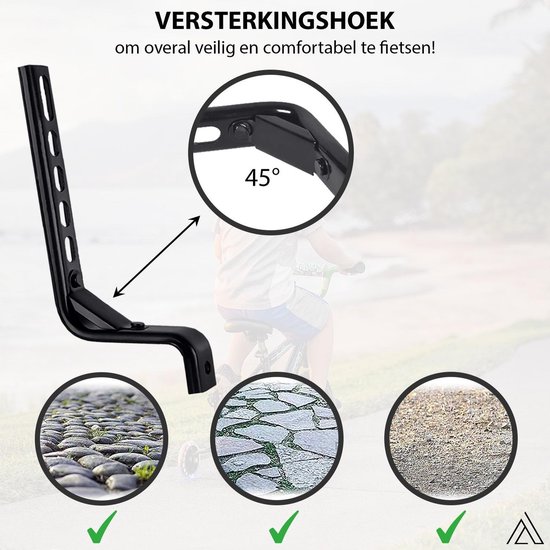 ARTIVIZION Universele Zijwieltjes - Incl. Installatie Set - Led Lichtjes - Kinderfietsaccessoires - Extra Ondersteuning en Stabiliteit - Geschikt voor 12/14/16/18/20 Inch Kinderfiets - Jongens en Meisjes - Rood van ARTIVIZION — afbeelding 3