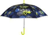 paraplu Football jongens 85 cm fiberglass blauw/grijs