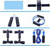 Doogo® | Fitness set 6-in-1 inclusief |Ab roller | Buikspiertrainer | Stretchband | Trainingswiel | Opdruksteunen | Push-up bars | Springtouw | Fitnessmat | Yogamat | Sportset | Th