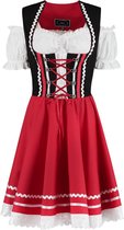 Dirndl Jurk - Dames - Oktoberfest - Tiroler - Zwart-Rood - Maat 46