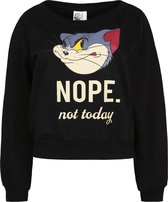 TOM AND JERRY Zwarte sweater met afbeelding van Tom en opschrift S