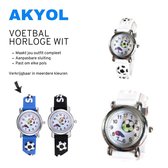Akyol - Voetbal horloge - Siliconen horloge - Kinderhorloge - kind horloge - horloge - tijd - klok - voetbal - sport horloge - wit