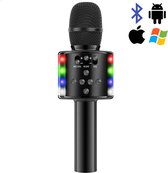 Buxy Karaoke Microfoon – Draadloos, Bluetooth Ontwerp – Voor Kinderen & Volwassenen – Met Ingebouwde Speaker – Stemvervormer & Echo Functie – Kleurrijke LED Lichtjes - Zwart