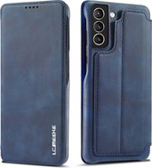 Luxe Telefoonhoesje voor Samsung Galaxy S21 | Hoogwaardig Leren Bookcase | Luxe Uitstraling | Flip Case | Portemonnee | Blauw